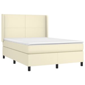 Κρεβάτι Boxspring με Στρώμα Κρεμ 140x190εκ. από Συνθετικό Δέρμα