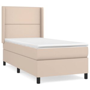 Κρεβάτι Boxspring με Στρώμα Καπουτσίνο 90x190εκ.από Συνθ. Δέρμα