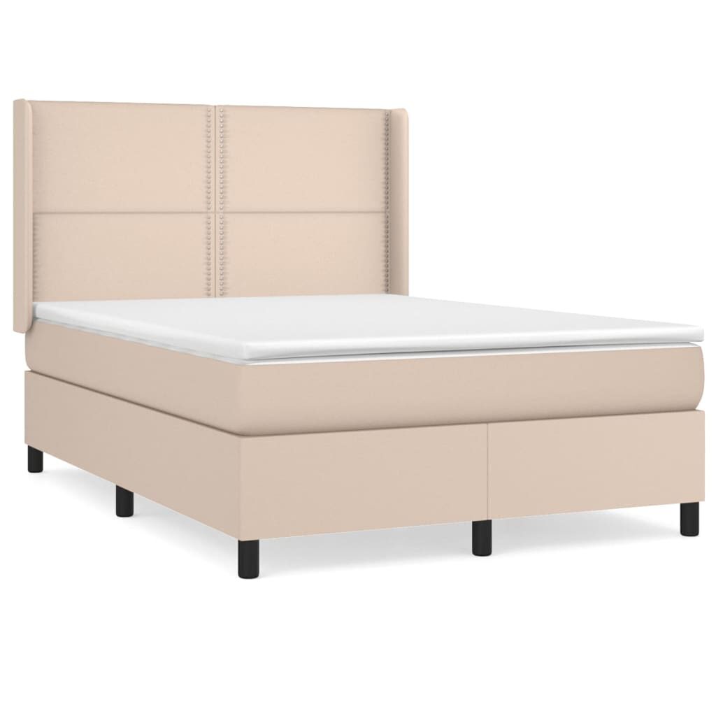 Κρεβάτι Boxspring με Στρώμα Καπουτσίνο 140x200εκ.από Συνθ.Δέρμα