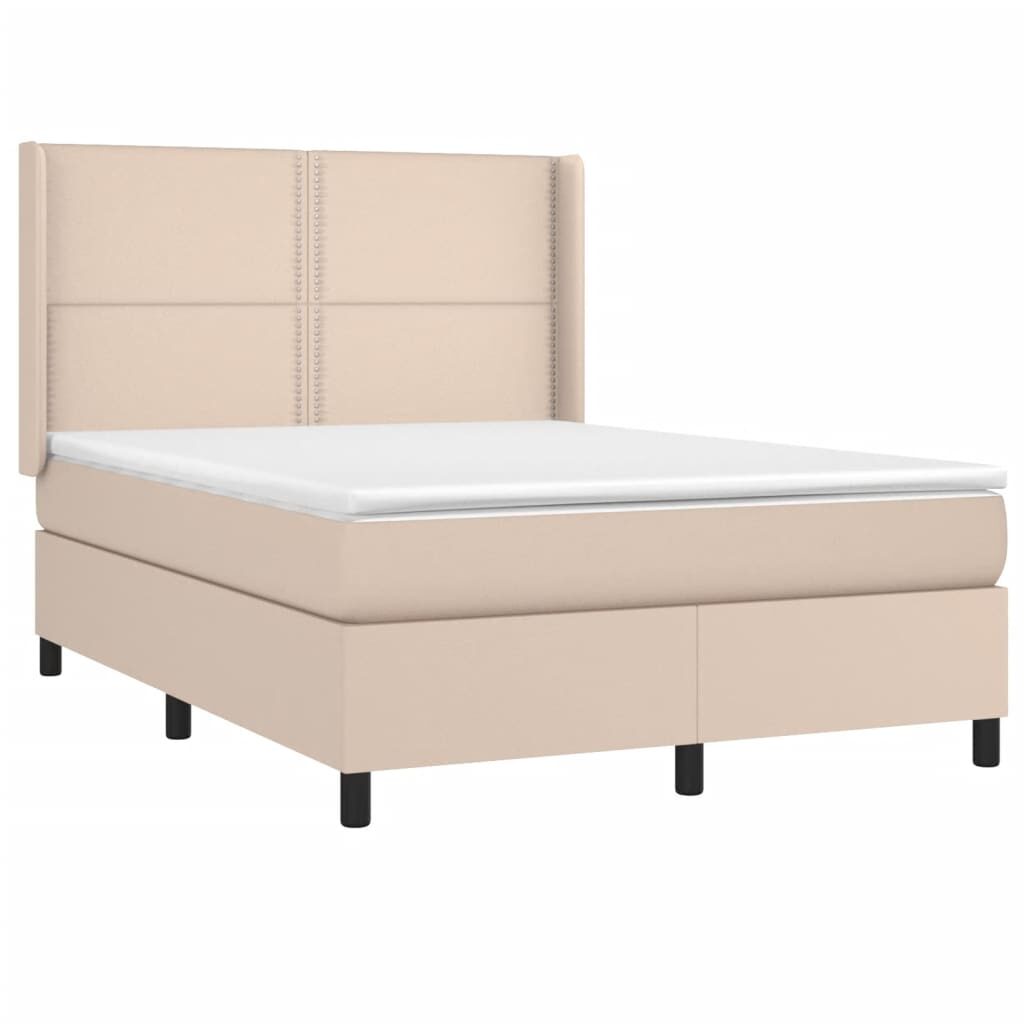 Κρεβάτι Boxspring με Στρώμα Καπουτσίνο 140x200εκ.από Συνθ.Δέρμα