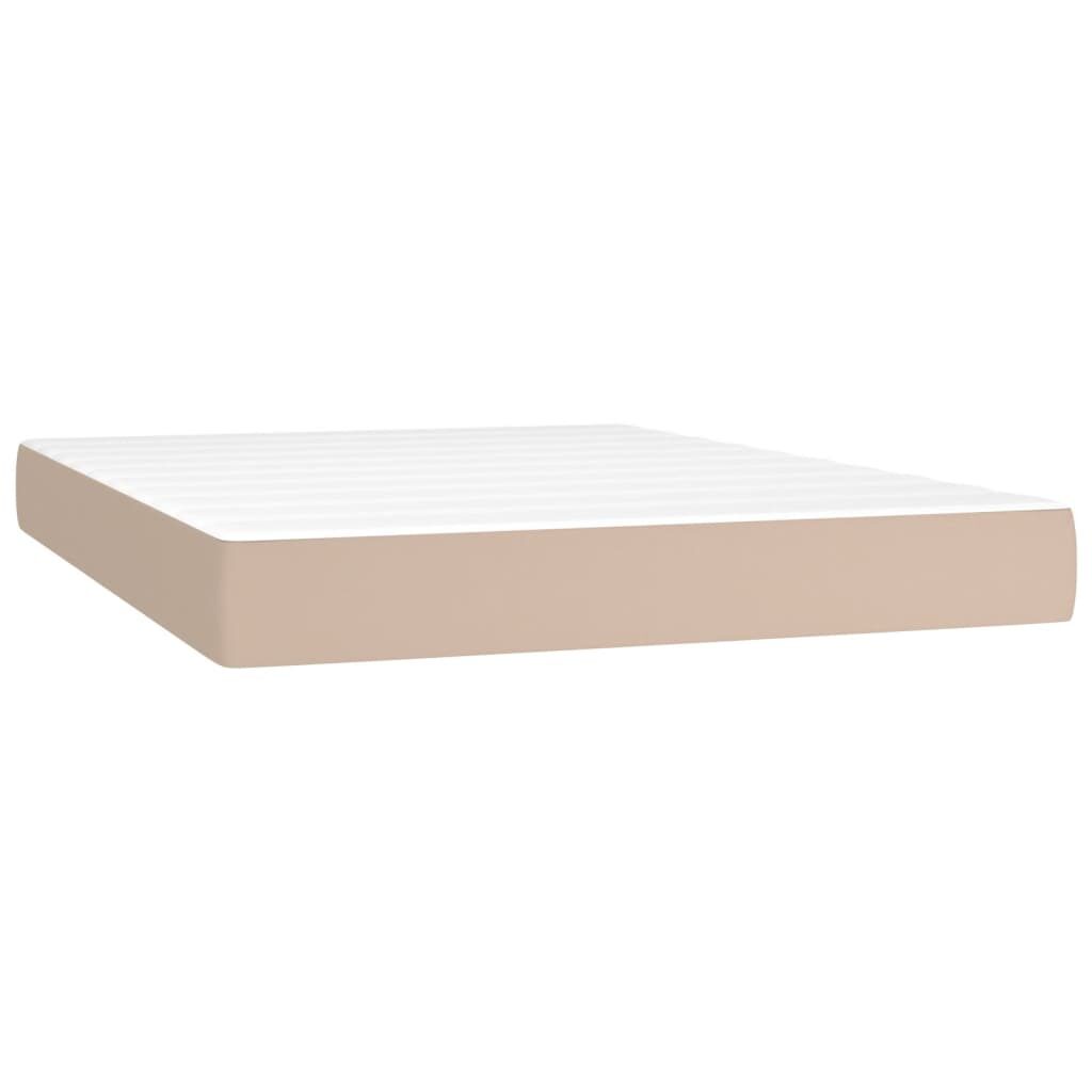 Κρεβάτι Boxspring με Στρώμα Καπουτσίνο 140x200εκ.από Συνθ.Δέρμα