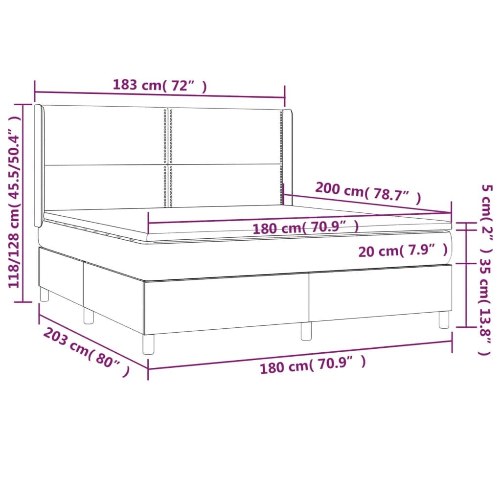 Κρεβάτι Boxspring με Στρώμα Κρεμ 180x200 εκ. Συνθετικό Δέρμα