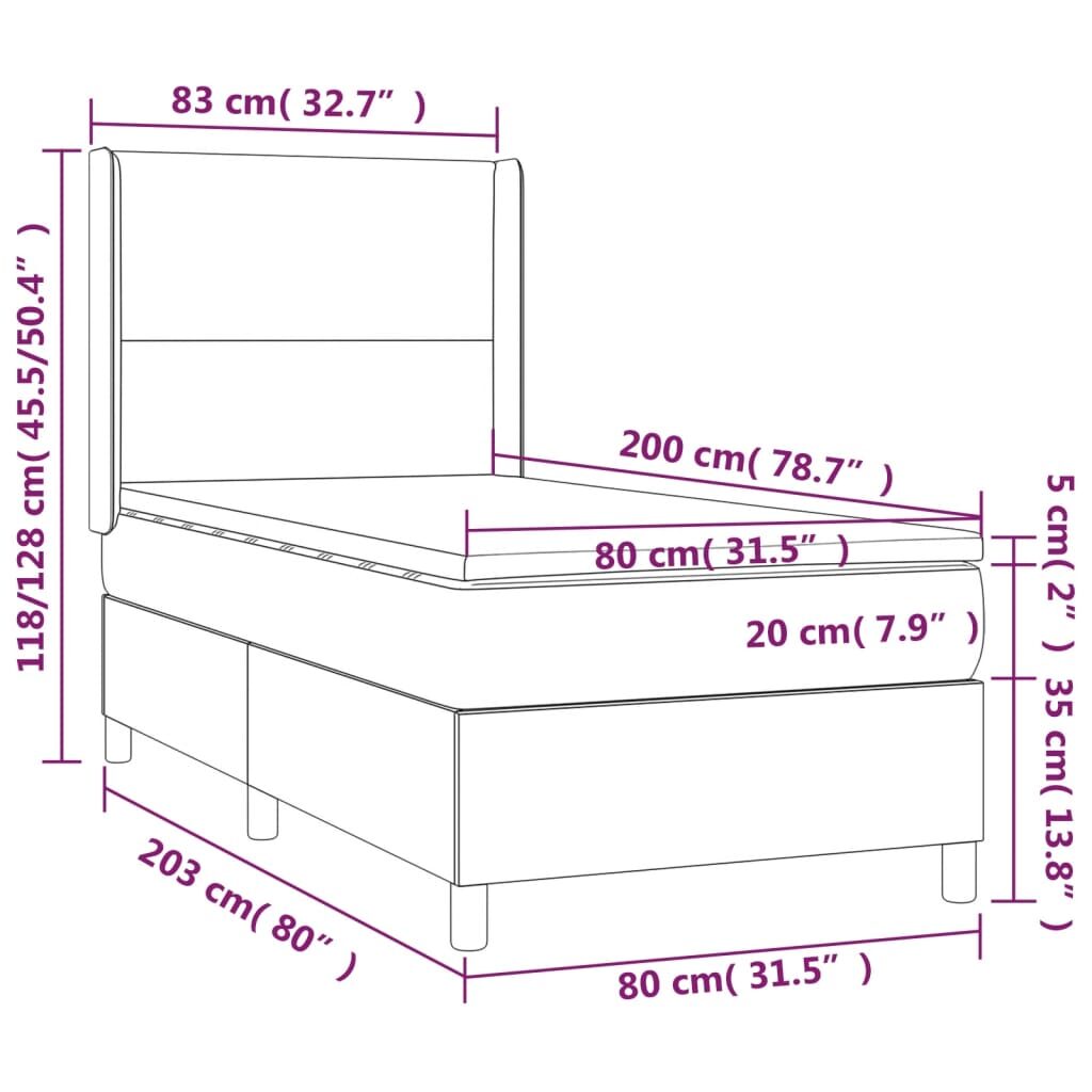 Κρεβάτι Boxspring με Στρώμα Σκούρο Πράσινο 80x200 εκ. Βελούδινο