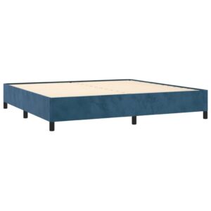 Κρεβάτι Boxspring με Στρώμα Σκούρο Μπλε 200x200 εκ. Βελούδινο