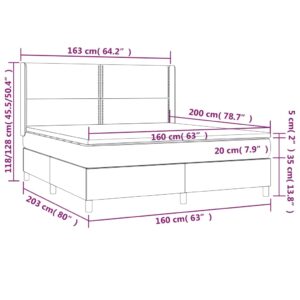 Κρεβάτι Boxspring με Στρώμα & LED Πράσινο 160x200 εκ Υφασμάτινο