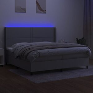 Κρεβάτι Boxspring με Στρώμα & LED Αν.Γκρι 200x200εκ. Υφασμάτινο