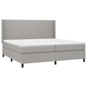 Κρεβάτι Boxspring με Στρώμα & LED Αν.Γκρι 200x200εκ. Υφασμάτινο