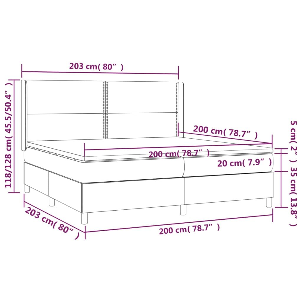 Κρεβάτι Boxspring με Στρώμα & LED Αν.Γκρι 200x200εκ. Υφασμάτινο