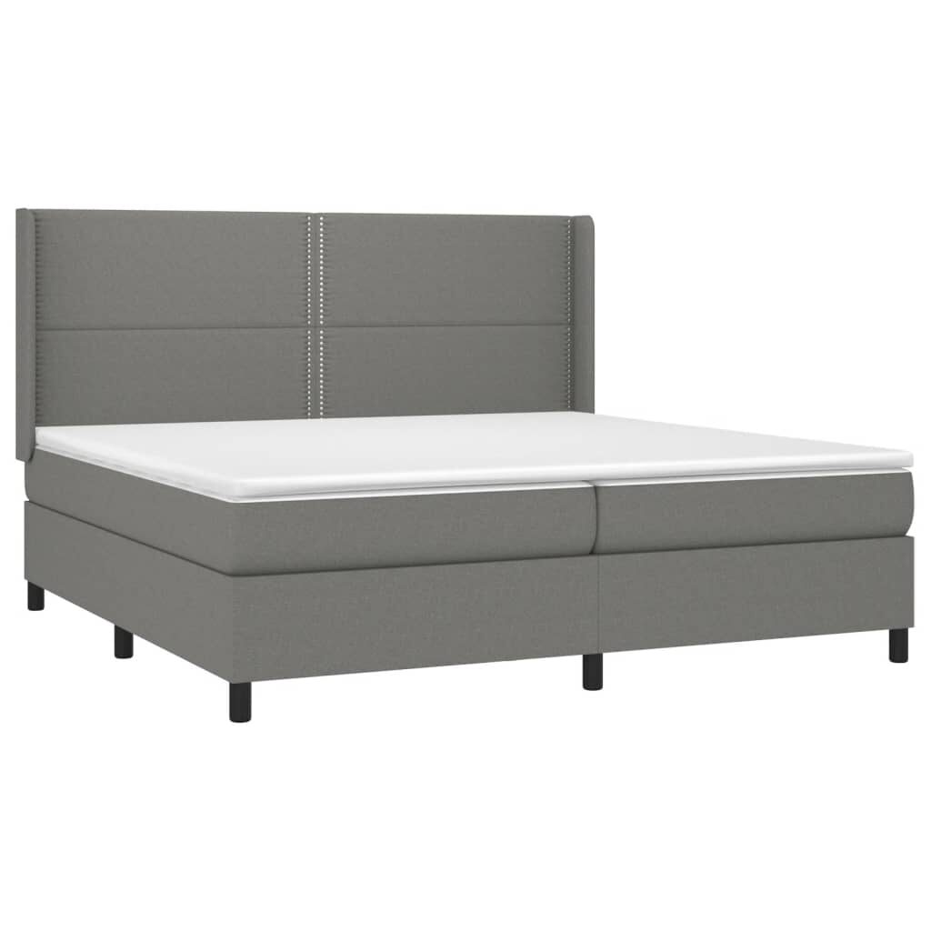 Κρεβάτι Boxspring με Στρώμα & LED Σκ.Γκρι 200x200εκ. Υφασμάτινο