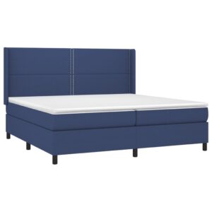 Κρεβάτι Boxspring με Στρώμα & LED Μπλε 200x200 εκ. Υφασμάτινο