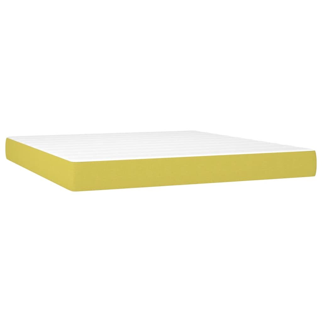 Κρεβάτι Boxspring με Στρώμα & LED Πράσινο 180x200 εκ Υφασμάτινο