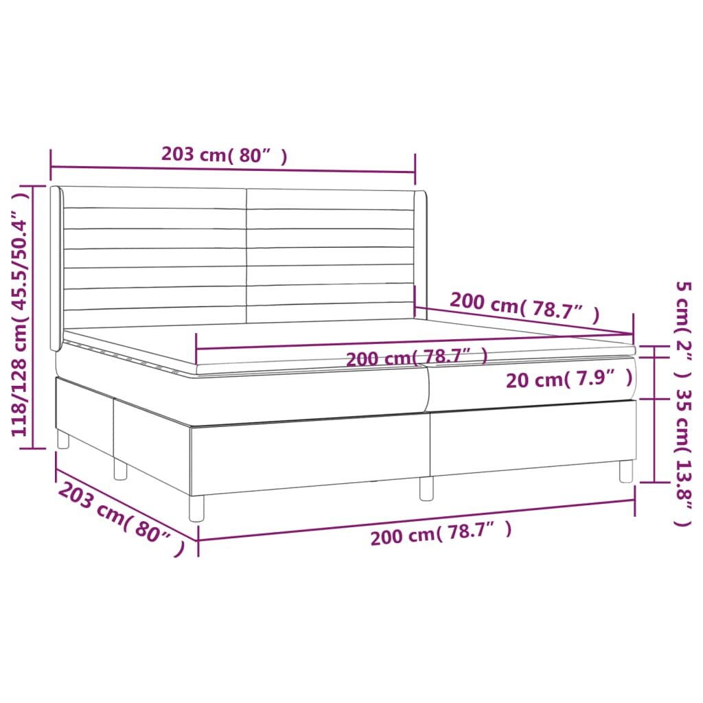 Κρεβάτι Boxspring με Στρώμα & LED Σκ.Γκρι 200x200εκ. Υφασμάτινο