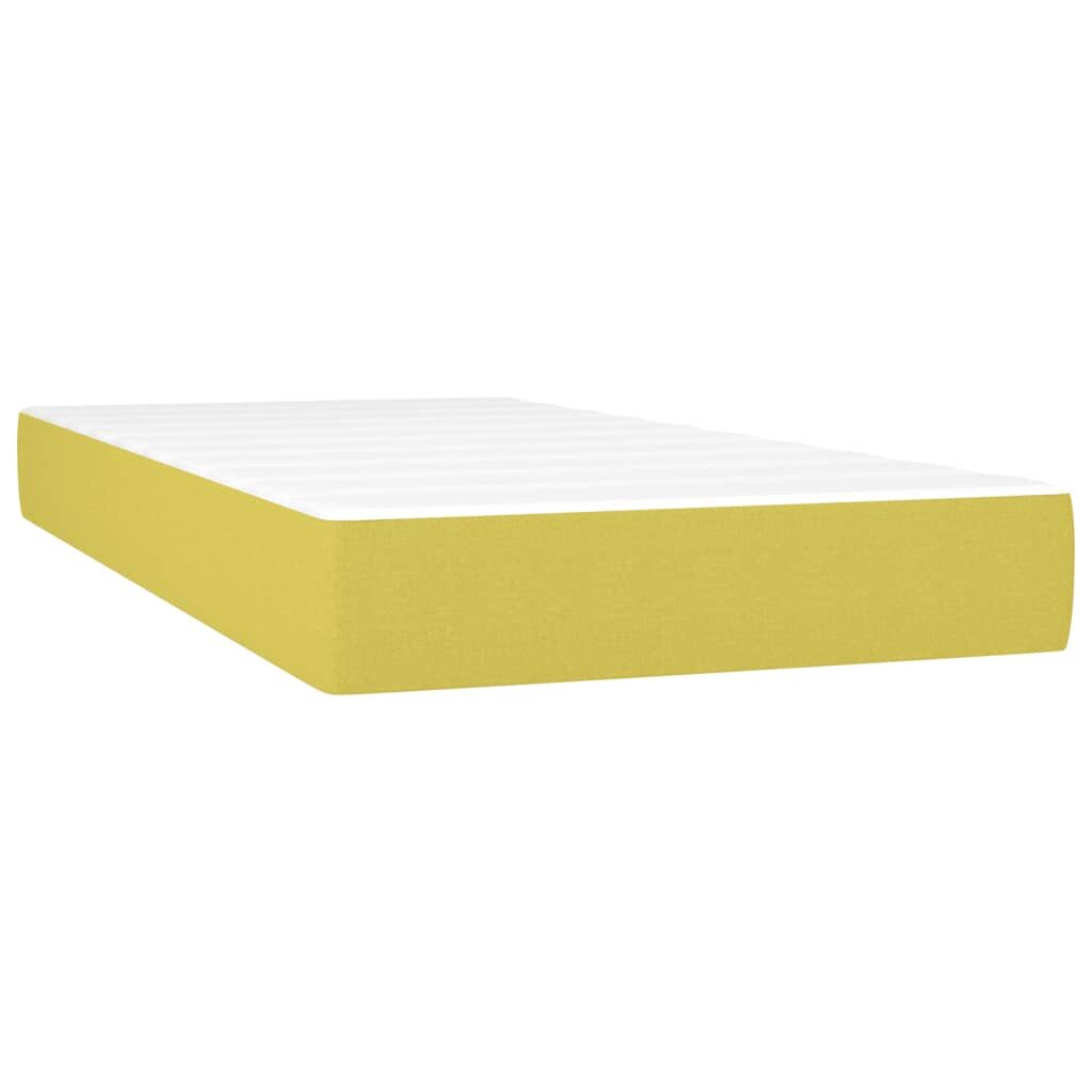 Κρεβάτι Boxspring με Στρώμα & LED Πράσινο 90x190 εκ. Υφασμάτινο