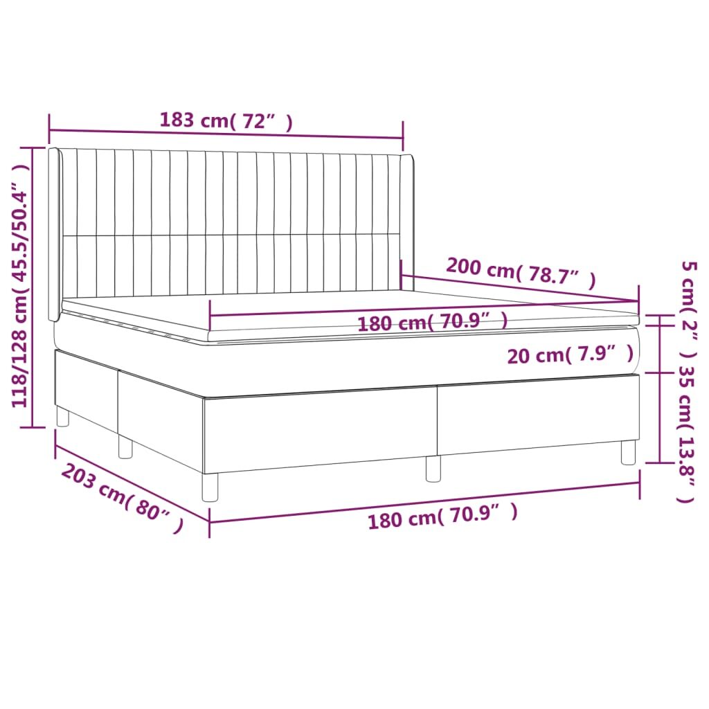 Κρεβάτι Boxspring με Στρώμα & LED Πράσινο 180x200 εκ Υφασμάτινο