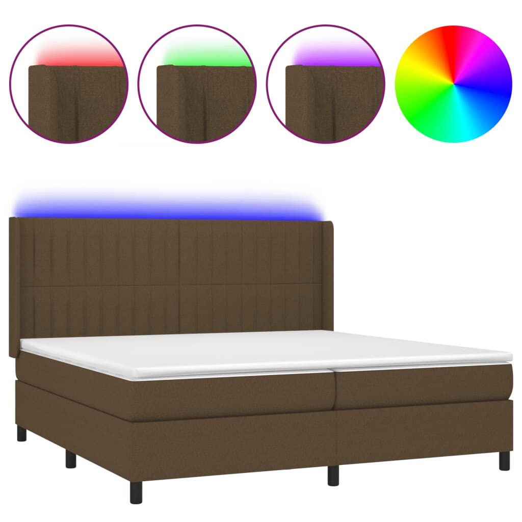 Κρεβάτι Boxspring με Στρώμα & LED Σκ.Καφέ 200x200εκ. Υφασμάτινο