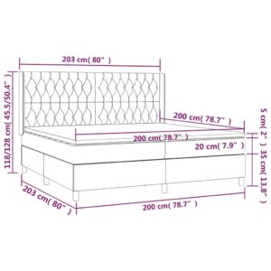 Κρεβάτι Boxspring με Στρώμα & LED Κρεμ 200x200 εκ. Υφασμάτινο