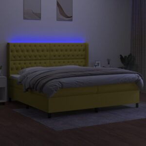 Κρεβάτι Boxspring με Στρώμα & LED Πράσινο 200x200 εκ Υφασμάτινο