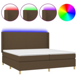 Κρεβάτι Boxspring με Στρώμα & LED Σκ.Καφέ 200x200εκ. Υφασμάτινο