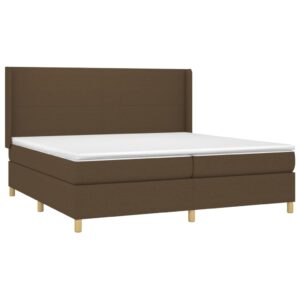 Κρεβάτι Boxspring με Στρώμα & LED Σκ.Καφέ 200x200εκ. Υφασμάτινο