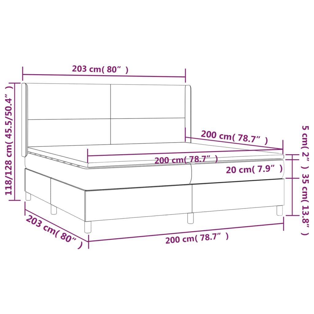 Κρεβάτι Boxspring με Στρώμα & LED Σκ.Καφέ 200x200εκ. Υφασμάτινο