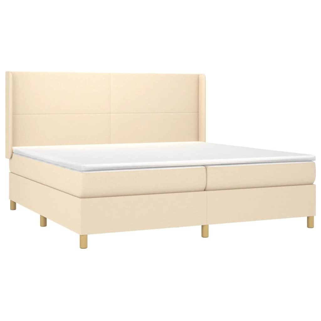 Κρεβάτι Boxspring με Στρώμα & LED Κρεμ 200x200 εκ. Υφασμάτινο