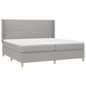 Κρεβάτι Boxspring με Στρώμα & LED Αν.Γκρι 200x200εκ. Υφασμάτινο