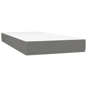 Κρεβάτι Boxspring με Στρώμα & LED Σκ.Γκρι 200x200εκ. Υφασμάτινο