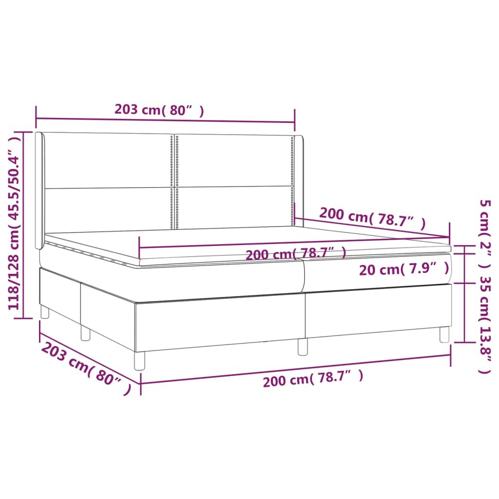 Κρεβάτι Boxspring με Στρώμα & LED Σκ.Γκρι 200x200εκ. Υφασμάτινο