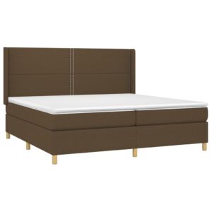 Κρεβάτι Boxspring με Στρώμα & LED Σκ.Καφέ 200x200εκ. Υφασμάτινο