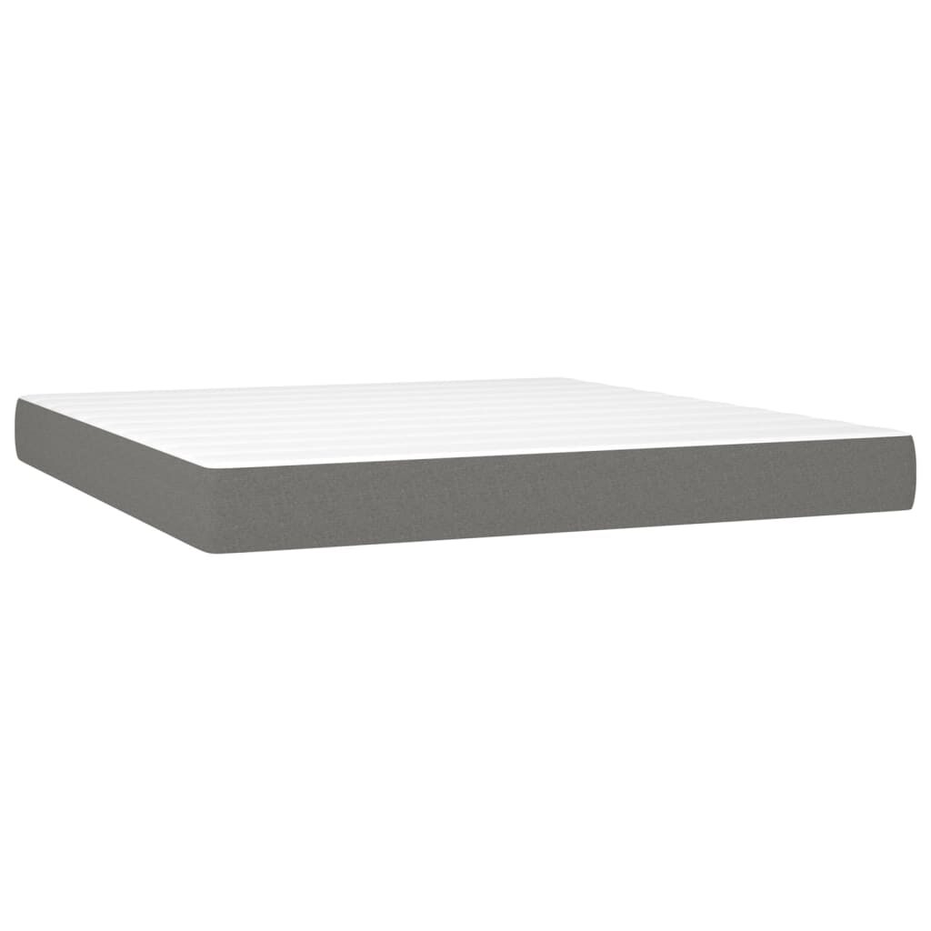 Κρεβάτι Boxspring με Στρώμα & LED Σκ.Γκρι 160x200 εκ Υφασμάτινο