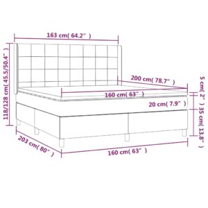 Κρεβάτι Boxspring με Στρώμα & LED Σκ.Γκρι 160x200 εκ Υφασμάτινο