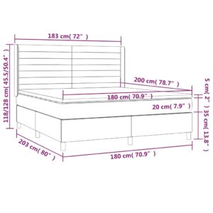 Κρεβάτι Boxspring με Στρώμα & LED Πράσινο 180x200 εκ Υφασμάτινο