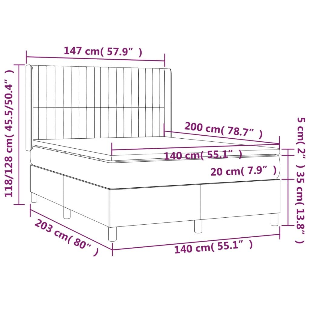 Κρεβάτι Boxspring με Στρώμα & LED Πράσινο 140x200 εκ Υφασμάτινο