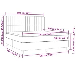 Κρεβάτι Boxspring με Στρώμα & LED Πράσινο 180x200 εκ Υφασμάτινο