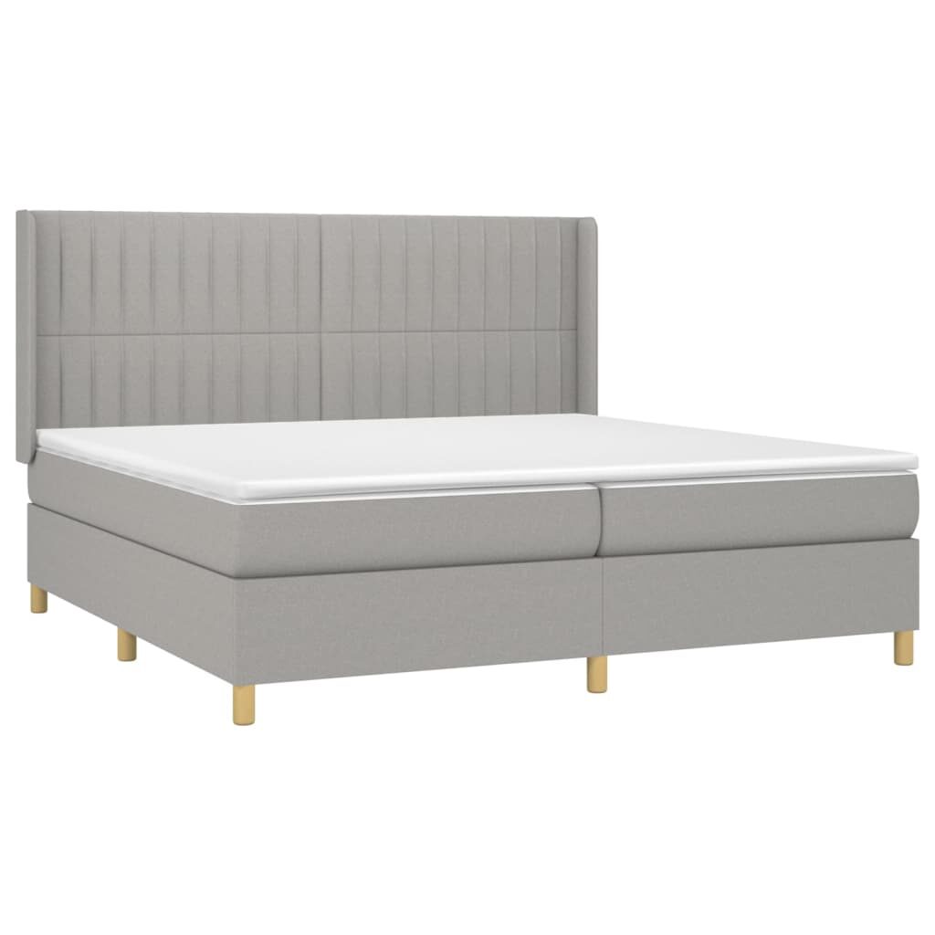 Κρεβάτι Boxspring με Στρώμα & LED Αν.Γκρι 200x200εκ. Υφασμάτινο