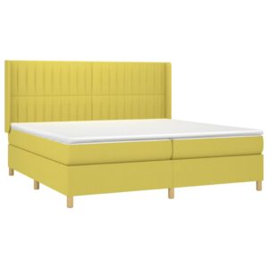 Κρεβάτι Boxspring με Στρώμα & LED Πράσινο 200x200 εκ Υφασμάτινο