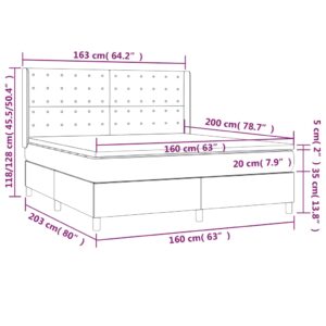 Κρεβάτι Boxspring με Στρώμα & LED Πράσινο 160x200 εκ Υφασμάτινο