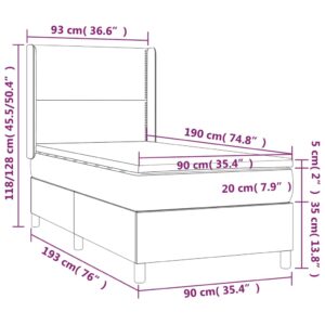 Κρεβάτι Boxspring Στρώμα&LED Καπουτσίνο 90x190 εκ. Συνθ. Δέρμα