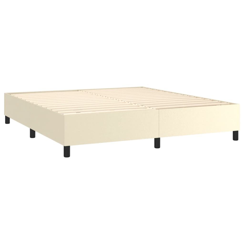 Κρεβάτι Boxspring με Στρώμα & LED Κρεμ 160x200 εκ. Συνθ. Δέρμα