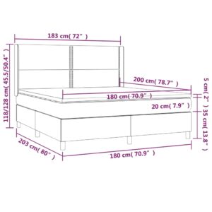 Κρεβάτι Boxspring με Στρώμα & LED Κρεμ 180x200 εκ. Συνθ. Δέρμα