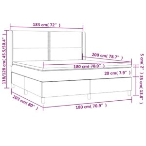 Κρεβάτι Boxspring με Στρώμα & LED Καφέ 180x200 εκ. Συνθ. Δέρμα