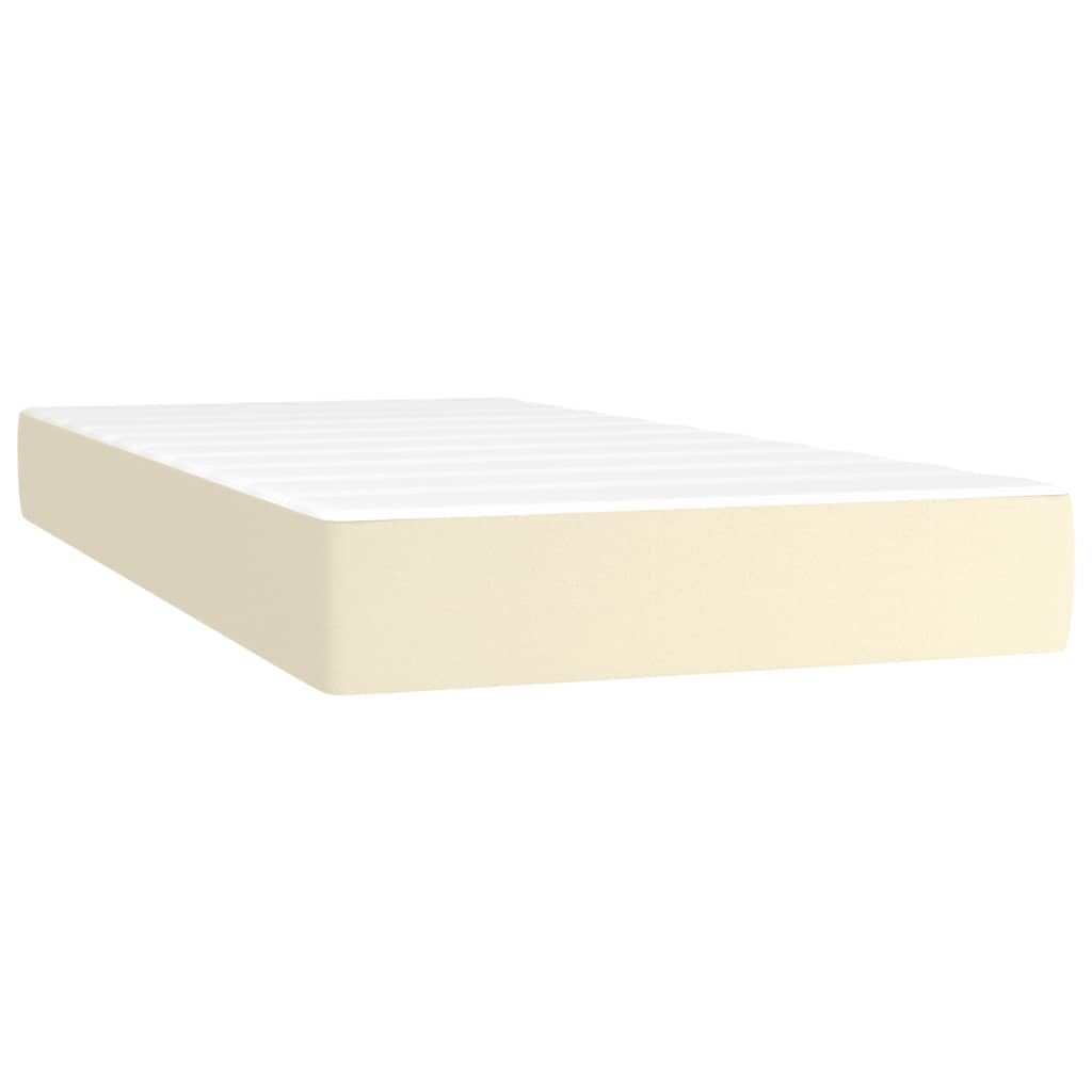 Κρεβάτι Boxspring με Στρώμα & LED Κρεμ 200x200 εκ. Συνθ. Δέρμα