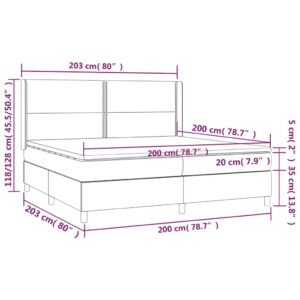 Κρεβάτι Boxspring με Στρώμα & LED Καφέ 200x200 εκ. Συνθ. Δέρμα