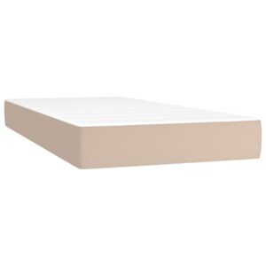 Κρεβάτι Boxspring Στρώμα&LED Καπουτσίνο 90x190 εκ. Συνθ. Δέρμα