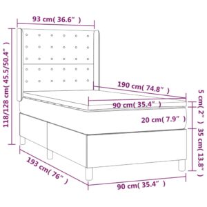 Κρεβάτι Boxspring Στρώμα&LED Καπουτσίνο 90x190 εκ. Συνθ. Δέρμα