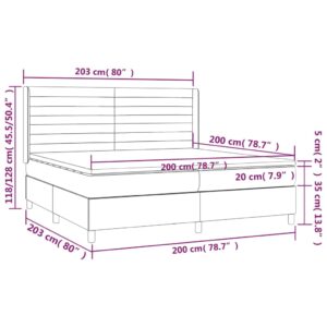 Κρεβάτι Boxspring με Στρώμα & LED Σκ. Μπλε 200x200εκ. Βελούδινο