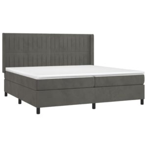 Κρεβάτι Boxspring με Στρώμα & LED Σκ. Γκρι 200x200εκ. Βελούδινο