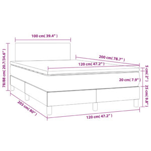 Κρεβάτι Boxspring με Στρώμα & LED Σκ.Καφέ 120x200 εκ Υφασμάτινο