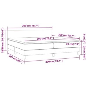 Κρεβάτι Boxspring με Στρώμα & LED Κρεμ 200x200 εκ. Υφασμάτινο