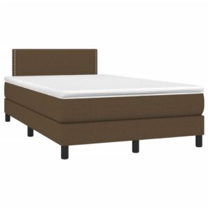 Κρεβάτι Boxspring με Στρώμα & LED Σκ.Καφέ 120x200 εκ Υφασμάτινο